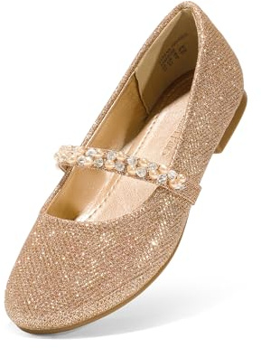 DREAM PAIRS Girls Sparkly Ballet Flats | Sparkly Finish Shine, Easy On Small Hands, Cushioned Insole, School to Party Wear
