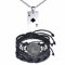 Feilok Herren Halskette Herren Armband Halsschmuck Set Echtleder Armband mit Poker Ace of Hearts Pik Glücklich Anhänger für Herren