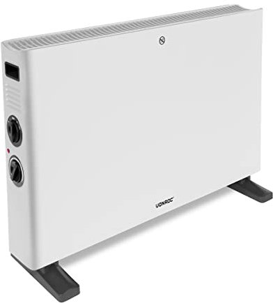 VONROC energiesparende Elektroheizung, Konvektor-Heizung - Elektroheizer, Stromheizung, Standgerät bis 24m2 - Mobiler Heizkörper mit Thermostat, leise, 2 Stufen max 2000W inkl. Turbolüfter