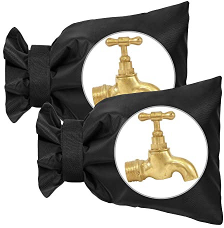 Vicloon Protezione Rubinetto Giardino, 2Pcs Copertura per Rubinetto, Copri Rubinetto Antigelo Impermeabile, Copertura Esterna per Rubinetto per Antigelo Protezione Invernale Universale (Nero)