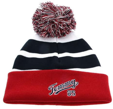Tommy Hilfiger Kids Uni Tommy Logo 85 Beanie, Space Blue Colorblock, L-XL, Blau (Space Blue Colorblock), XL