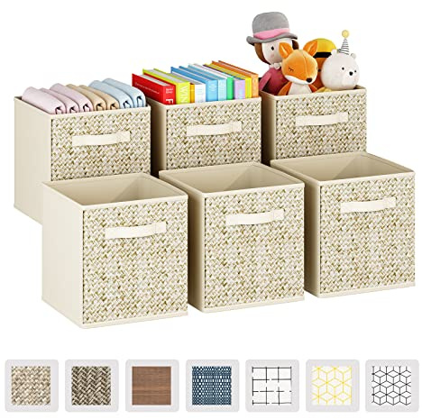 Wisdom Star 6 Pack Fabric Storage Cubes with Handle, Foldable 13x13x15 Inch Cube Storage Bins, Storage Baskets for Shelves, Storage Boxes for Organizing Closet Bins