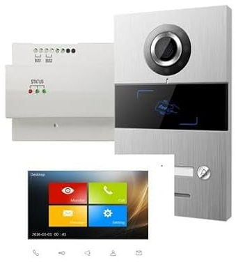 HHG Villa Set 1 Video-Türsprechanlage Komplett-Set Aluminium (gebürstet), Weiß