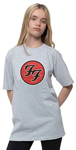 Foo Fighters Kinder-T-Shirt mit F-Band-Logo, offizielles Heather Grey, Alter 3–14 Jahre, Größe M (7/8 Jahre), Grau, Medium (7/8 Yrs)