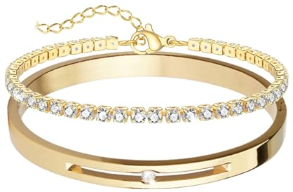 JJDreams Edelstahl Armreif Damen Strass Armkette Silber 6MM Edelstahl Zirkonia Armspange Geschenk für Damen