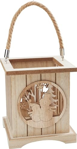 VBS Laterne Schneemänner Holz-Dekoration unbemalt furniert 15x15x17 cm MDF-Holz Winter