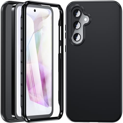 BESINPO Coque pour Samsung A35 avec Protection D'écran Intégré Anti-Rayures, 360 Degrés Complète Antichoc Robuste Étui Housse TPU Bumper Silicone Case pour Samsung Galaxy A35 5G - Noir