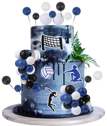 Cheereveal Volleyball-Kuchen-Figuren Dekorationen – Sport-Thema-Kuchen-Cupcake-Topper, weißes Volleyball-Thema, Geburtstagsparty, Babyparty, Foto-Requisiten