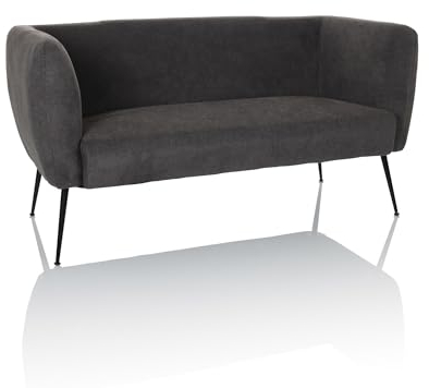 hjh LIVING Sofa 2-Sitzer HAYRIVER Polstersofa Couch bequem gepolstert, Loungesofa mit Armlehnen für Büro Wohnzimmer, Stoff Grau