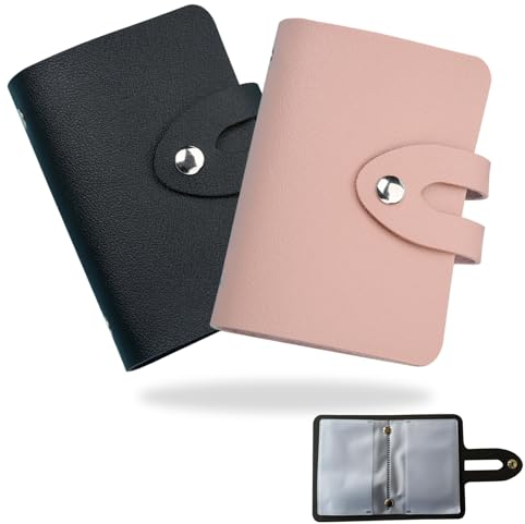 2Pcs Porta Carte Di Credito Uomo Donna, Portadocumenti Portacarte Donna Piccolo Porta Tessere Portatessere Uomo Tascabile Porta Patente E Carta Identita Portafoglio, 24 Scomparti per Carte di Credito