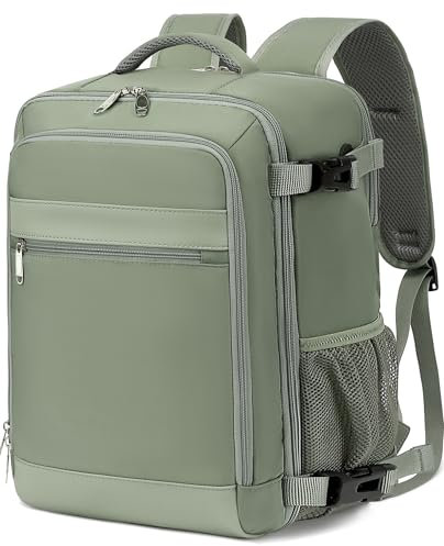 KLOSTAIN Mochila Viaje Cabina Avion 40x20x25 para Ryanair 20L Mochila Cabina Equipaje de Mano Bolso Viaje Hombre Mujer Mochilas para Portatil de 14 Pulgadas Mochila de Trabajo Escuela Verde