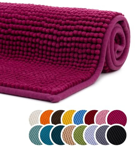 liebling Badteppich, 100% Polyester - Mikrofaser, Serie Chile, 50 x 70 cm, 30 Grad waschbar, Fußbodenheizung geeignet, Farbe: cyclam