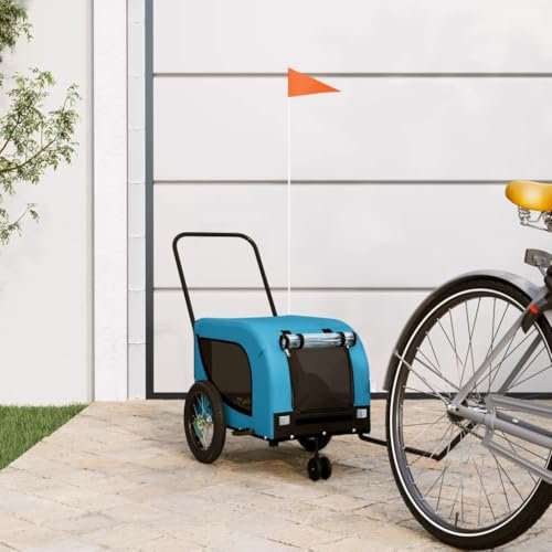 Somanki Fahrradanhänger Hunde Blau und Schwarz Oxford-Gewebe & Eisen, Fahrrad Anhänger, Lastenanhänger, Handwagen, Fahrrad-lastenanhänger, Lastenfahrrad - 94016
