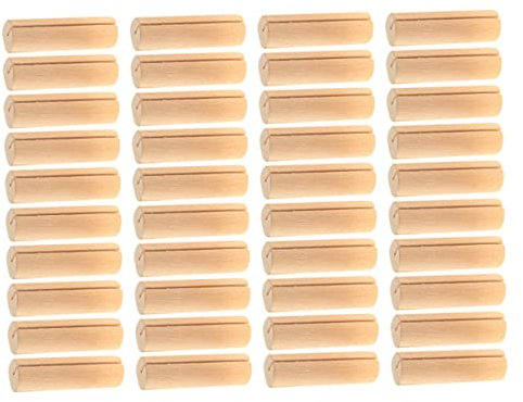 Sewroro 40pcs Miniture Decoration Wood Number Sign Clamps Table Number Stand Name Plate for Desk Wooden