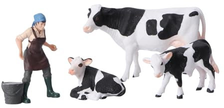 Abaodam Realistische Kuh-Figur Aus Robustem Tierisches Dekorations Spielset Für Junge Mädchen Fördert Vorstellungskraft Als Heim-Ornament Und Sammelfigur