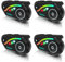 SWAREY Motorcycle Intercom, 4-Way 2500M Motorbike Bluetooth Headset with Music Sharing, Noise Cancellation, FM Radio, IP67 Waterproof Helmet Intercom for Riding Skiing Cycling (4 Pack)