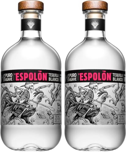 Espolòn - Tequila Blanco, 70 cl, 100% Agave Messicana con Aroma di Agave Dolce e Note di Pepe, Vaniglia e Spezie, 40% Vol (Confezione da 2)