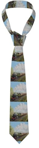 HYUNDP Dampfzug und Eisenbahn, Herrenkrawatten, schmale Krawatte aus Polyester für Hochzeitsfeiern
