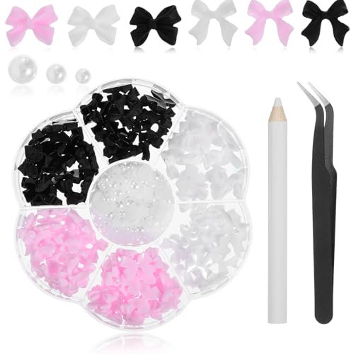 300 Stück Charms Nägel Nagelanhänger Schleife Rosa Nail Nagelstecker Schmuck Nägel Nagelschmuck für Diy Acryl Kunsthandwerk Nagelzubehör Dekorationszubehör