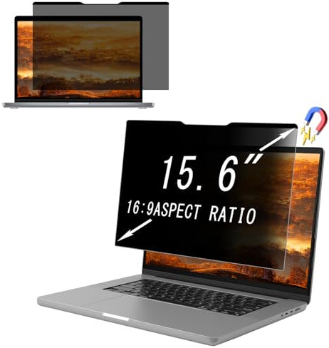 NicMool Laptop Magnetischer Monitor Blickschutzfilter für 15.6 Zoll 16:9, Abnehmbar Anti Glare, Anti Blaulicht, Laptop Privacy Screen Blickschutzfilter und Bildschirmschutz Kompatibel mit 15.6 16:9