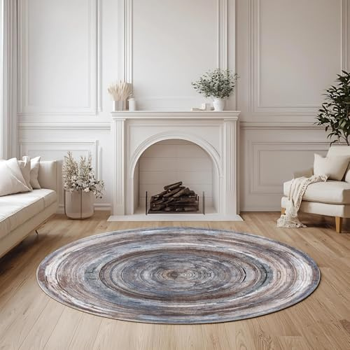 WTHYGB KUZRZNH Rund Teppich, Waschbarer Runder Teppich, rutschfest,120cm | Weicher Kunstwolle AbstraktTeppich für Wohnzimmer, Schlafzimmer, Küche, Kinderzimmer, Esszimmer und Büro #Y1033