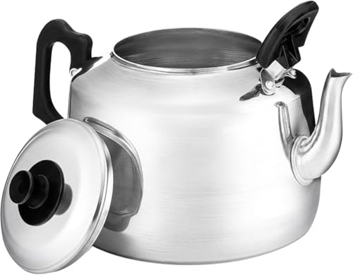 Aluminium Catering Teapot 6 Pint Commercial Stovetop Tea Kettle 3.4L with Dual Heat-Resistant Handles Heavy Duty Pot for Canteens, Cafes, Offices & Camping (6 Pint)