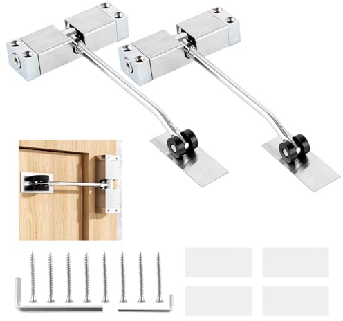 Ghligna 2 Stück Automatischer Türschließer Zimmertür, 20-40KG Türschliesser Innentüren mit Justierbare Türfeder, Aluminiumlegierung Zimmer Tür Schließer, Türschließer für Innentüren