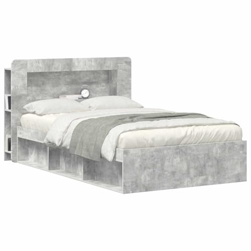 vidaXL Kopfteil-Schrank mit Speicher Betongrau Holzwerkstoff, Organisationsschrank fürs Schlafzimmer, vielseitiger Kopfhörer, stylische Ergänzung, haltbare Aufbewahrung