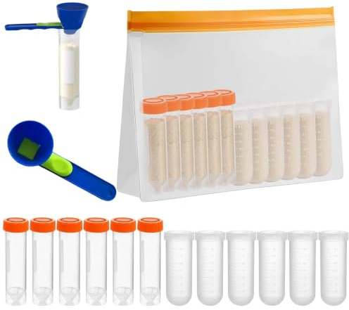 Pulver Portionierer Set, 12PCS Proteinpulver Aufbewahrung, Milchpulver Aufbewahrungsbox Wiederverwendbare Behälter für Nahrungsergänzungsmittel zum Mitnehmen, 2 Löffel, 1 Tragetasche, Fitness-Menschen
