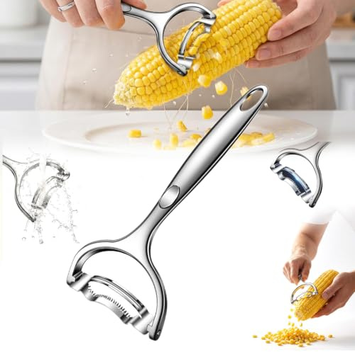Corn Peeler for Corn on the Cob, Corn Cob Stripper Tool, Stainless Steel Corn Stripper Tool – Kernel Remover for Corn Cob, Kitchen Gadget for Home Cooks, Dishwasher Safe Corn Scrape (Pcs, 1)