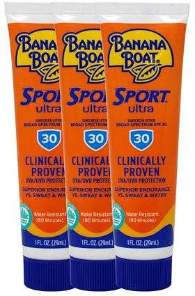 Banana Boat Sport Performance Sunscreen Lotion SPF 30: 1 Oz (3 Pack) by Banana Boat