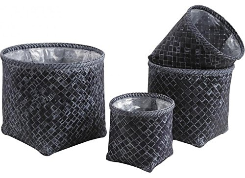 Conjunto de 4 plantadores de palma negro Ø 20 a Ø 35 cm