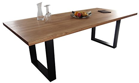 Holzwerk Esstisch Wildeiche Massivholztisch 180x100 / 200x100 / 220x100 sofort Lieferbar NEU OVP gerade Kante schwarzes Gestell (180x100)