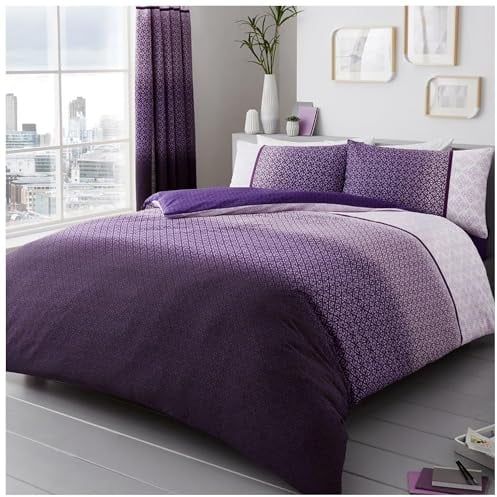 Gaveno Cavailia Luxury URBAN OMBRE Bed Set with Duvet Cover and Pillow Case, Polyester-Cotton, Purple, Double,11149453