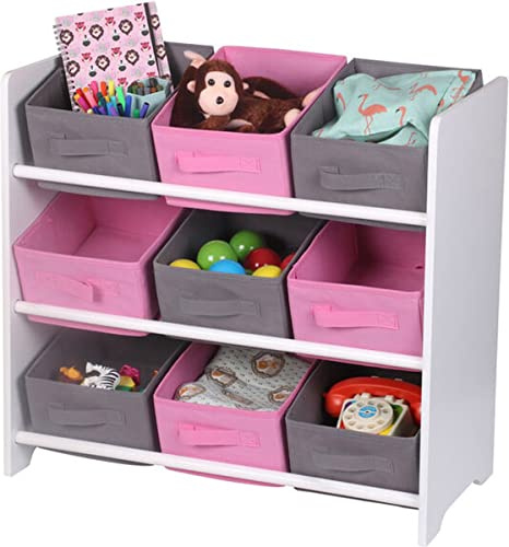 JUDY WILD Happy Schrank MIT 9 VLIESKÖRBEN ROSA UND GRAU 63X30XH59,5CM
