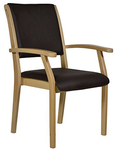 DEVITA - Seniorenstuhl Pflegestuhl Kerry - Verschiedene Sitzhöhen wählbar von 43 cm bis 55 cm (43 cm Sitzhöhe, Holz: Buche hell - Bezug: 608 Kunstleder Chocolat)