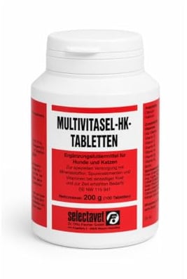 Selectavet Multivitasel-HK Tabletten | 100 Tabletten | Ergänzungsfuttermittel für Hunde & Katzen | Mit Vitaminen & Spurenelementen