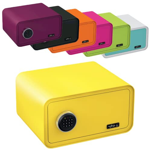 mySafe 430 Code | Elektronischer Tresor mit Zahlenschloss | 23x43x35cm | Design Safe | Möbeltresor | Stahltresor Doppelbolzenverriegelung | Alarm und Notschlüssel | Wand- Bodentresor | Farbe Gelb