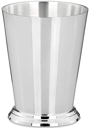 versilberter Schnapsbecher Ø 8.5 cm - großer Silberbecher glatt poliert - 11 cm hoher silberner Trinkbecher ideal für Partys, Feiern, Hochzeiten, Jubiläen oder Silvester