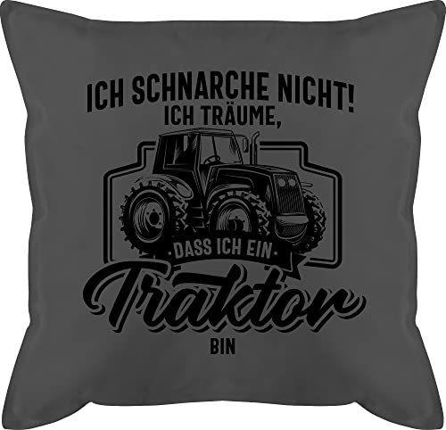 Kissen 50x50 - Traktoren - Ich schnarche nicht ich träume dass ich ein Traktor bin I Geschenk Trecker Fan - 50 x 50 cm - Grau - traktorkissen geschenke für traktorfans landwirt schnarch sofakissen