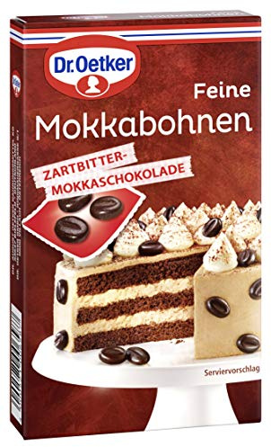 Dr. Oetker Feine Mokkabohnen, 75 g, Schokoladen-Dekor aus Zartbitterschokoalde mit Mokka, für Kuchen & Torten, auch als Nascherei zwischendurch, Topping für Backwaren