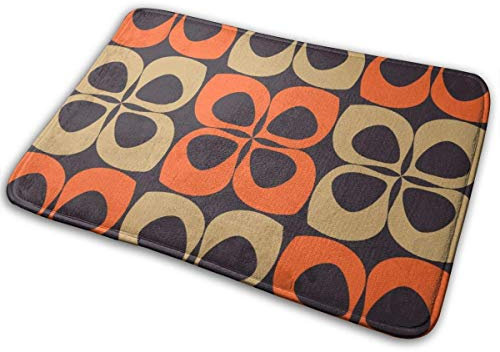 BLSYP Orange Retro Funky Floral Decorative Indoor Outdoor Doormat Non Slip Front Door Mat 24 x 16 Inch