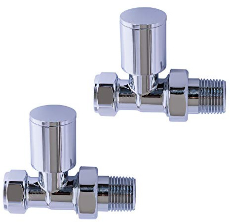 Companyblue Towel Rail Rad Radiator Valves With Reducers 10mm Pipe Connection (Chrome Straight Valves 10mm)