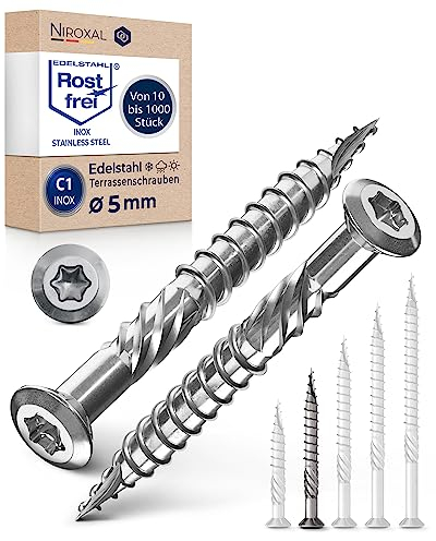 Vis Terrasse 5x50 Inox C1 Torx 5mm - 100 Vis Bois 50mm Inox Durci