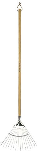 Kent & Stowe Langstiel Laubbesen – Rechenbesen aus Edelstahl für Rasen und Rabatten, Garten-Rechen mit Stiel aus Eschenholz, Länge: 170 cm