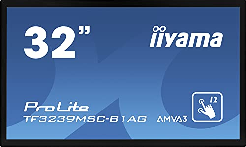 iiyama ProLite TF3239MSC-B1AG 80cm 31,5 AMVA3 LED-Monitor Full-HD Open Frame 12 Punkt Multitouch kapazitiv VGA HDMI DP RJ45 IP54 AntiGlare Touch-durch-Glass 24/7 schwarz