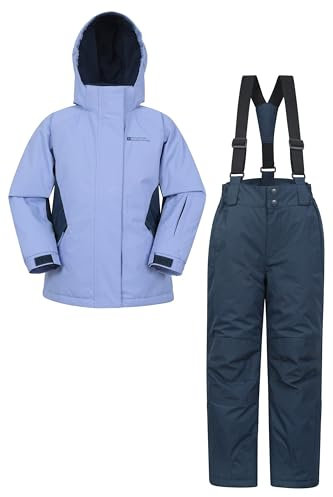 Mountain Warehouse Kids Ski Jacket & Trousers Set - Snowproof Ski Outfit, Front Pockets, Fleece Lined Skiwear, Integrated Snowskirt - Best for Winter Snowboarding Lilac (01) Kids Size 5-6 Years