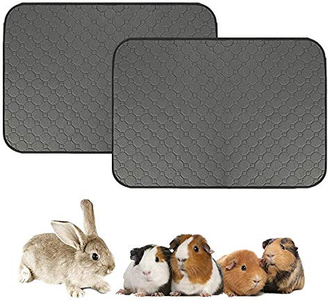 Guinea Pig Fleece Cage Liners, Pet Washable Pee Pad, Waterproof Reusable Dog Cat Mat, Anti Slip Small Animals Bedding with Super Absorben - 18x 24 (2pcs-S)