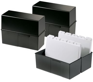 HAN Karteibox DIN A5 quer – innovatives, attraktives Design für 500 Karteikarten mit Stahlscharnier und Schnappverschluss, schwarz, 975-13, 3 STÜCK
