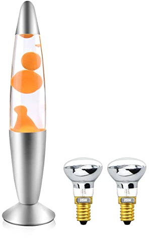 Klarlight Lavalampe 34cm Magmalampe Lavaleuchte 25W mit Kabelschalter Geschenkidee Weihnachten inklusive Leuchtmittel Retro Leuchte (Gelb)